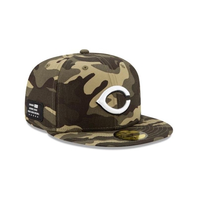 Green Cincinnati Reds Hat - New Era MLB Armed Forces Weekend 59FIFTY Fitted Caps USA9427501